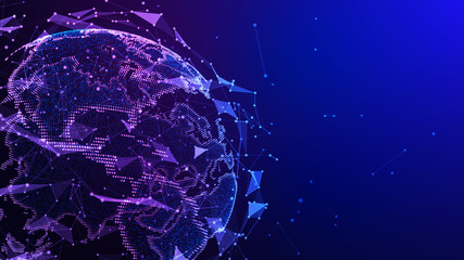 Futuristic concept background network. Internet and technology. Blue background. 3d illustration.