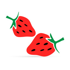 strawberry icon isolated, kids hand drawing berry, food vector illustration