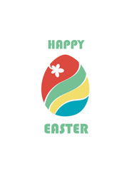 Fototapeta na wymiar red, green, yellow, blue Easter egg with a flower. Happy Easter. vector