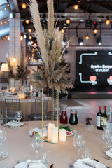 Table dressed up for wedding reception