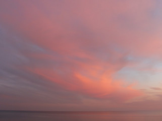 red clouds over the sea at sunset