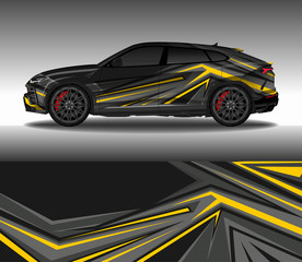 Obraz premium Car wrap decal design vector, custom livery race rally car vehicle sticker and tinting.