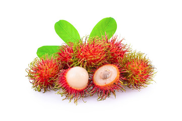 Fresh rambutan on white background