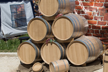 Wooden big barrels.