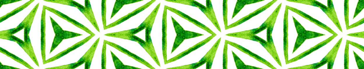 Green kaleidoscope Seamless Border Scroll. Geometr