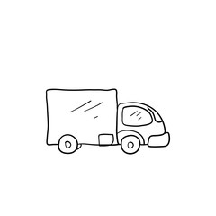 hand drawn Truck illustration with doodle cartoon style vector isolated on white