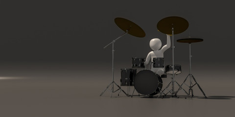 Obraz na płótnie Canvas 3d illustrator group of career musician symbols on a gray background, 3d rendering of the Music player. Includes a selection path.