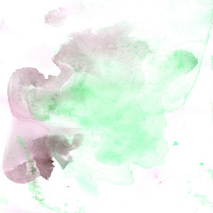 Fototapeta na wymiar Watercolor illustration. Texture. Watercolor transparent stain. Blur, spray. Bright green color.