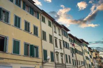 colored houses in the historic center of Rome.