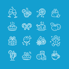 Christmas Food and Drink Icons set