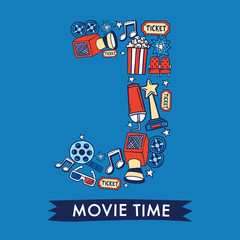 Cinema Alphabet collection for card design : Cinema elements forming a shape of uppercase letter : Vector Illustration