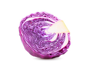 Half of red cabbage  on white background