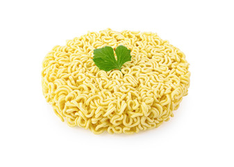 Instant noodles on white background