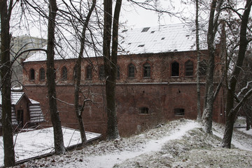 collapsing red brick castle in Kaliningrad