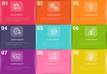 Presentation business infographic template, Abstract infographics number options template with 9 steps. Vector illustration.