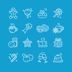 Christmas Food and Drink Icons set