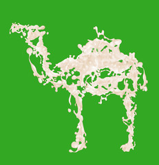 giclé de lait, en forme de dromadaire, camel, lait de dromadaire, chameau, exploitation laitière, clapoter, blanc, illustration, conception, décoration, ,  3-d, nature,  liquide, symbole, Arabie 
