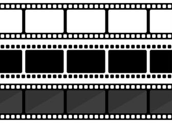 Vector three film strip illustration on white background. Vector illustration.