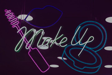 Lettering make up LED neon design. Front view. 
