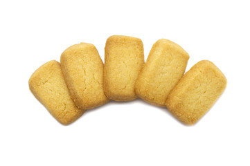 Danish style butter cookies biscuit isolated on white background.