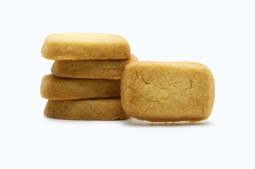 Danish style butter cookies biscuit isolated on white background.