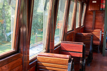 Obraz na płótnie Canvas Empty seats in a compartment of a vintage train