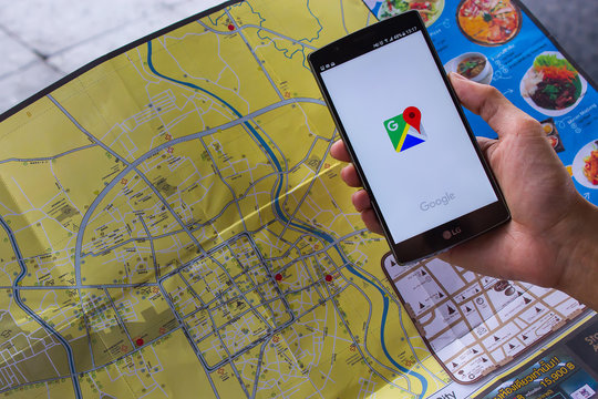 CHIANG MAI,THAILAND - MAY 21: Google Maps for Mobile 2.0 was released. Its location service can work with or without a GPS receiver. Build for Android and iOS.