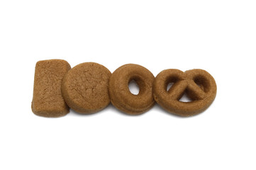 Mini cookies Chocolate malt flavored. Biscuits of crunchy delicious sweet meal and useful cracker. Isolated on white background.