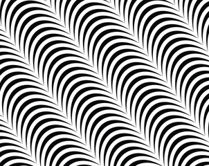  Digital image with a psychedelic stripes Wave design black and white. Optical art background. Texture with wavy, curves lines. Vector illustration