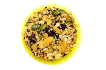 Mix organic whole grains energy cookie isolated on white background.
