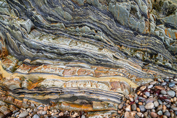 Playa del Silencio - Asturias, Spain - details of a beautiful rock structure.