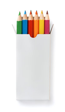Front view of blank box with color pencils set