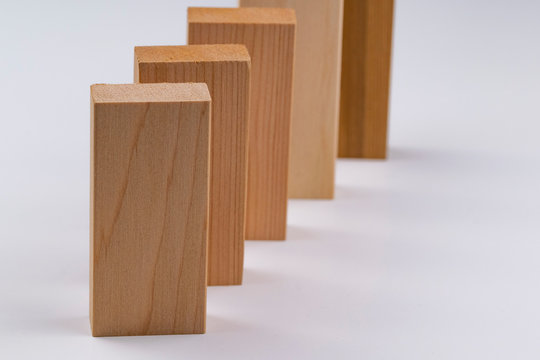 Wooden blocks in a row