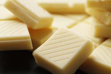 pieces of white chocolate close-up.