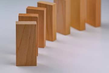 Wooden blocks in a row