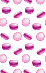 Watercolor pink macaroon seamless pattern