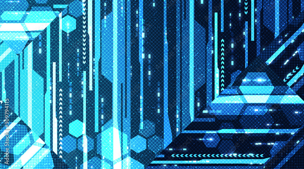 Fototapete abstract future digital circuit microchip technology on future background,digital and connection con