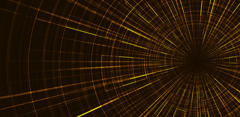 Golden Hyperspace speed motion on Blue background,warp and expanding movement concept,vector Illustration.