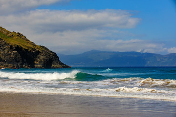 Fototapeta na wymiar coastal scene at Playa de Esteiro in Northern Galicia