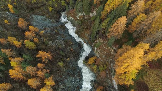 Aerial view of Orlegna river canyon, Grisons, Switzerland