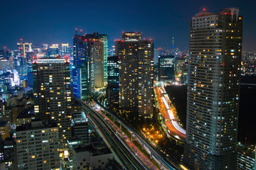 Fototapeta na wymiar Tokyo skyline from Hamamatsu-cho at night