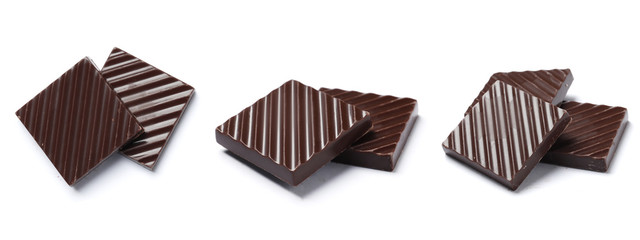 Black chocolate bar isolated on a white background.