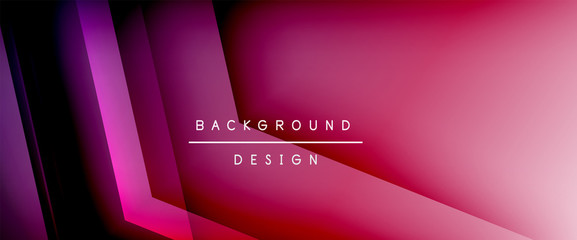 Arrow lines, technology digital template with shadows and lights on gradient background. Trendy simple fluid color gradient abstract background with dynamic straight shadow lines effect