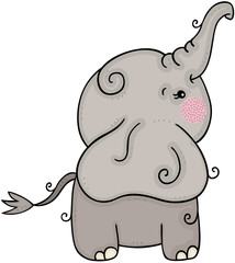 Cute elephant with trunk to up