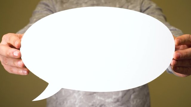 Man holding white banner cloud for advert