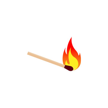 Burning match icon. Vector illustration. Isolated.