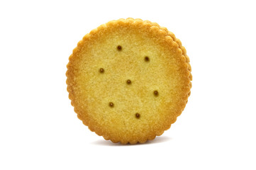 Biscuit sandwich cracker Cheese flavoured ,Cream and butter. Stack of crunchy delicious sweet meal and useful cookies. Isolated on white background.