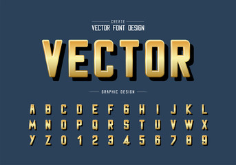 Gold font and round alphabet vector, Golden typeface and letter number design