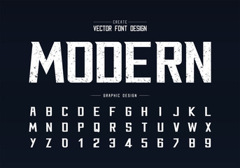 Texture font and alphabet vector, Rough bold modern typeface and letter number design, Graphic text on background