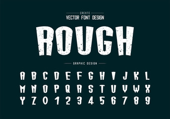 Texture font and cartoon alphabet vector, Rough tall typeface letter and number design